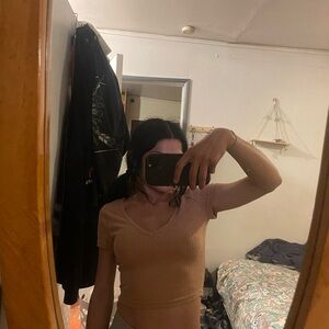 Tan shirt never worn other than to take pics, hand wash only